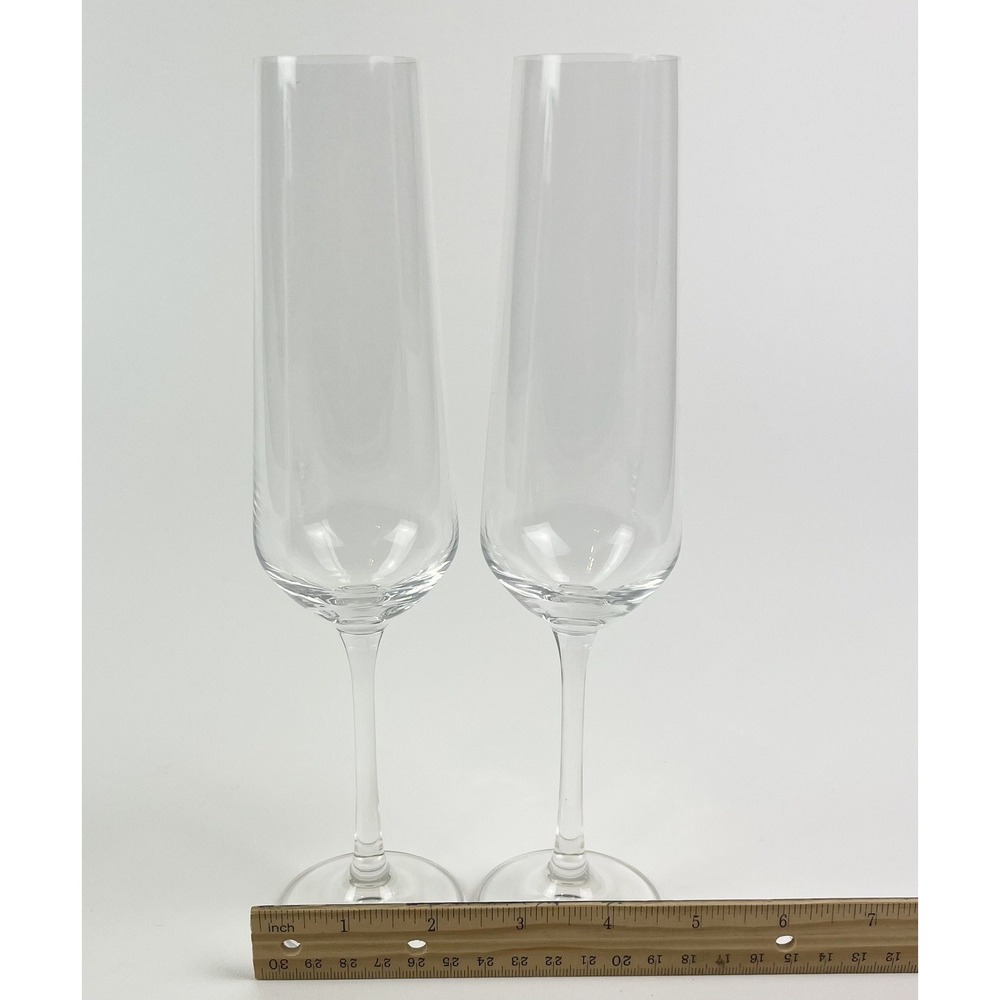 Kitchen And Table Bohemian Crystal Champagne Flutes Clear Elegant Glasses 9.5"